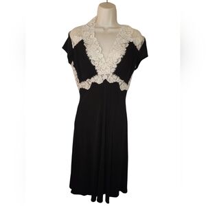 Moda International Black and Cream Lace Dress Y2k Victorias Secret Size 8 90s